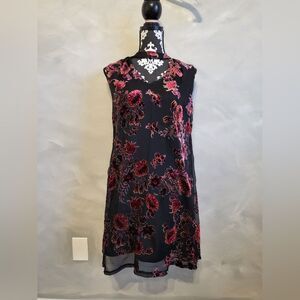 Lux II Women's 6 Velvet Burnout Shift Dress Multicolor Floral Sleeveless Mini
